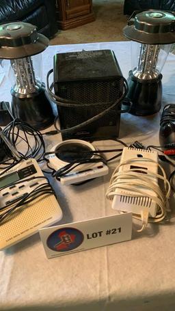 Electric heater lights antenna and weather radio carbon monoxide detector