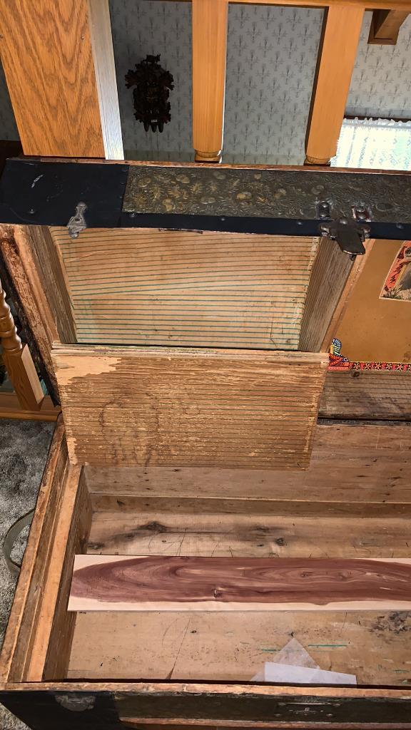 Old chest and standing ashtray