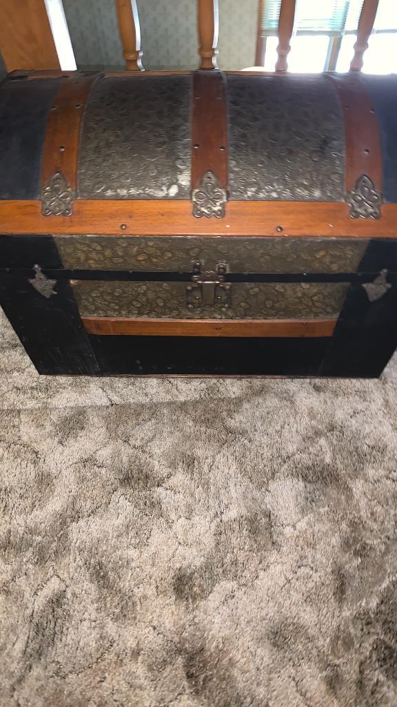 Old chest and standing ashtray