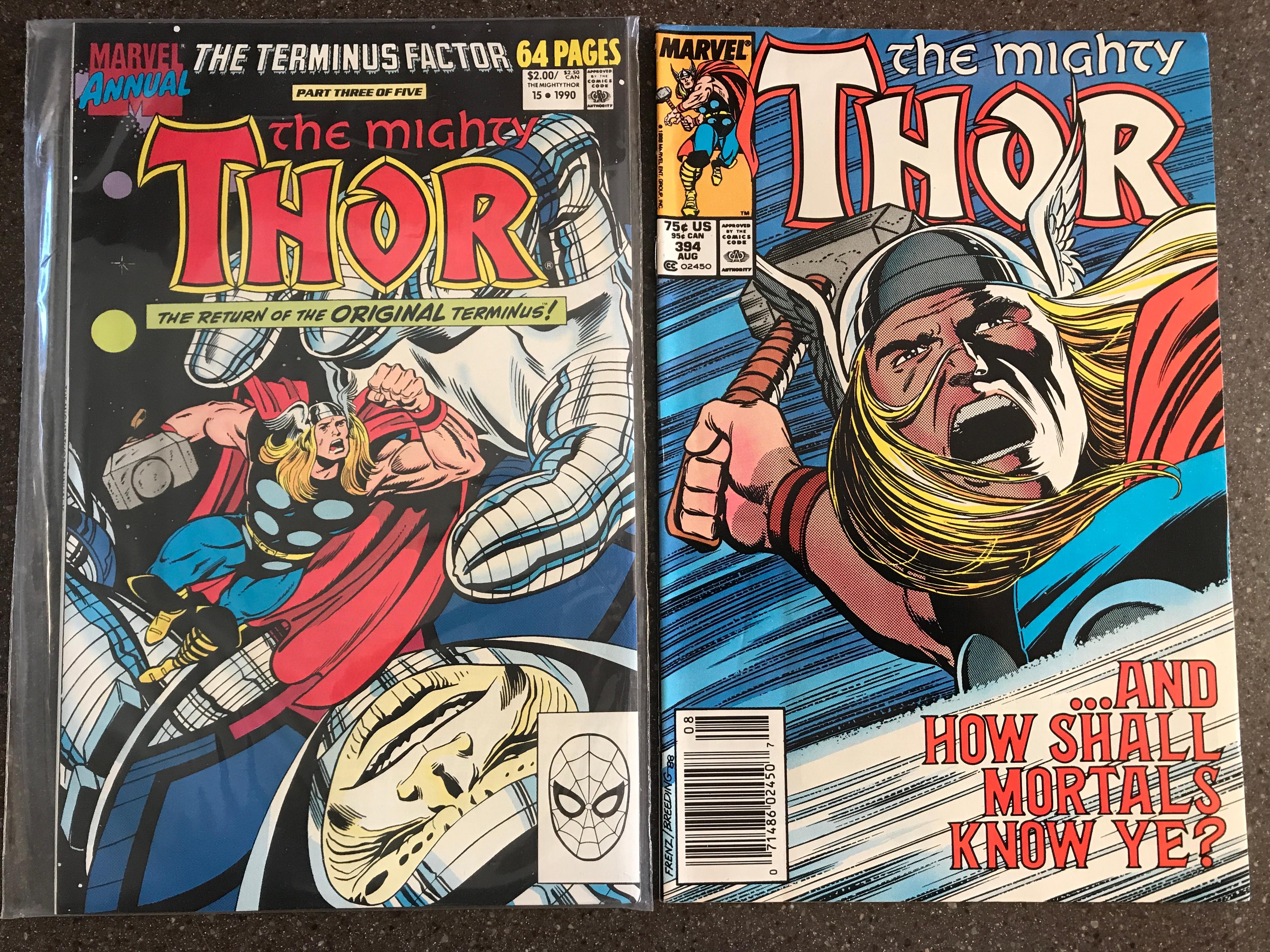 2 Issues The Mighty Thor Comic #394 & The Terminus Factor Part 3 of Five Marvel Comics