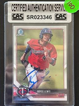 Signed Royce Lewis Card Certified Authentication Service Sealed Chrome Topps 2018 Baseball Card