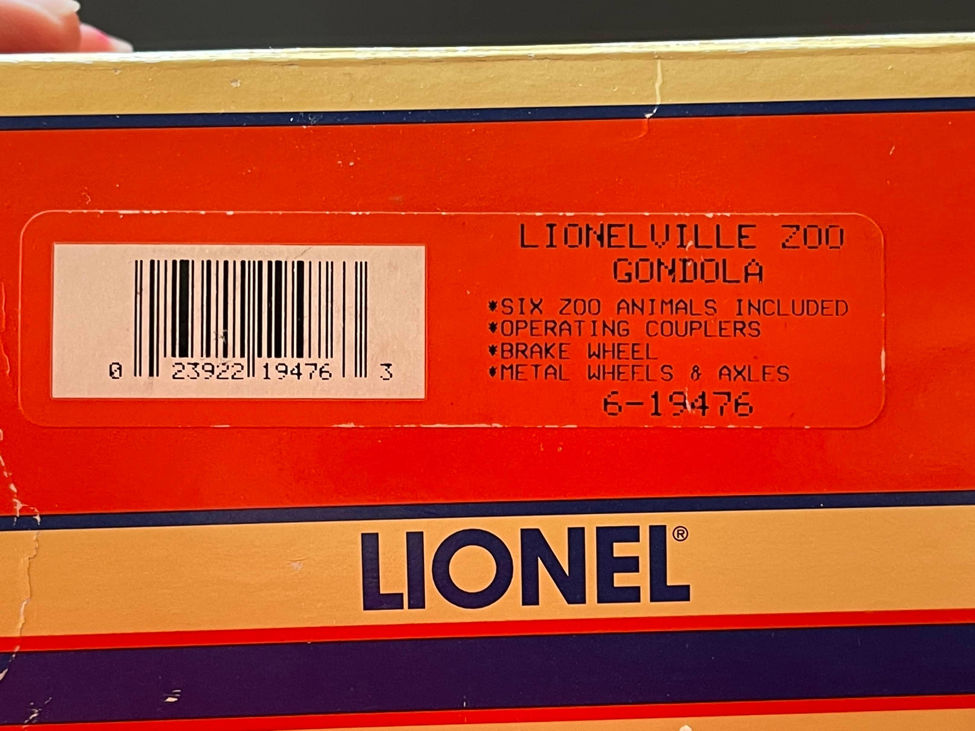 Model Railroad Lionel Lionelville Zoo Gondola w 6 Zoo Animals 6-19476 NIB