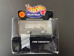 Hot Wheels on Card, Box is Crumpled but UNOPENED 98 Corvette Limited Edition With Display Case 1998