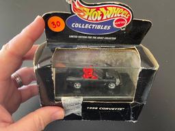 Hot Wheels on Card, Box is Crumpled but UNOPENED 98 Corvette Limited Edition With Display Case 1998