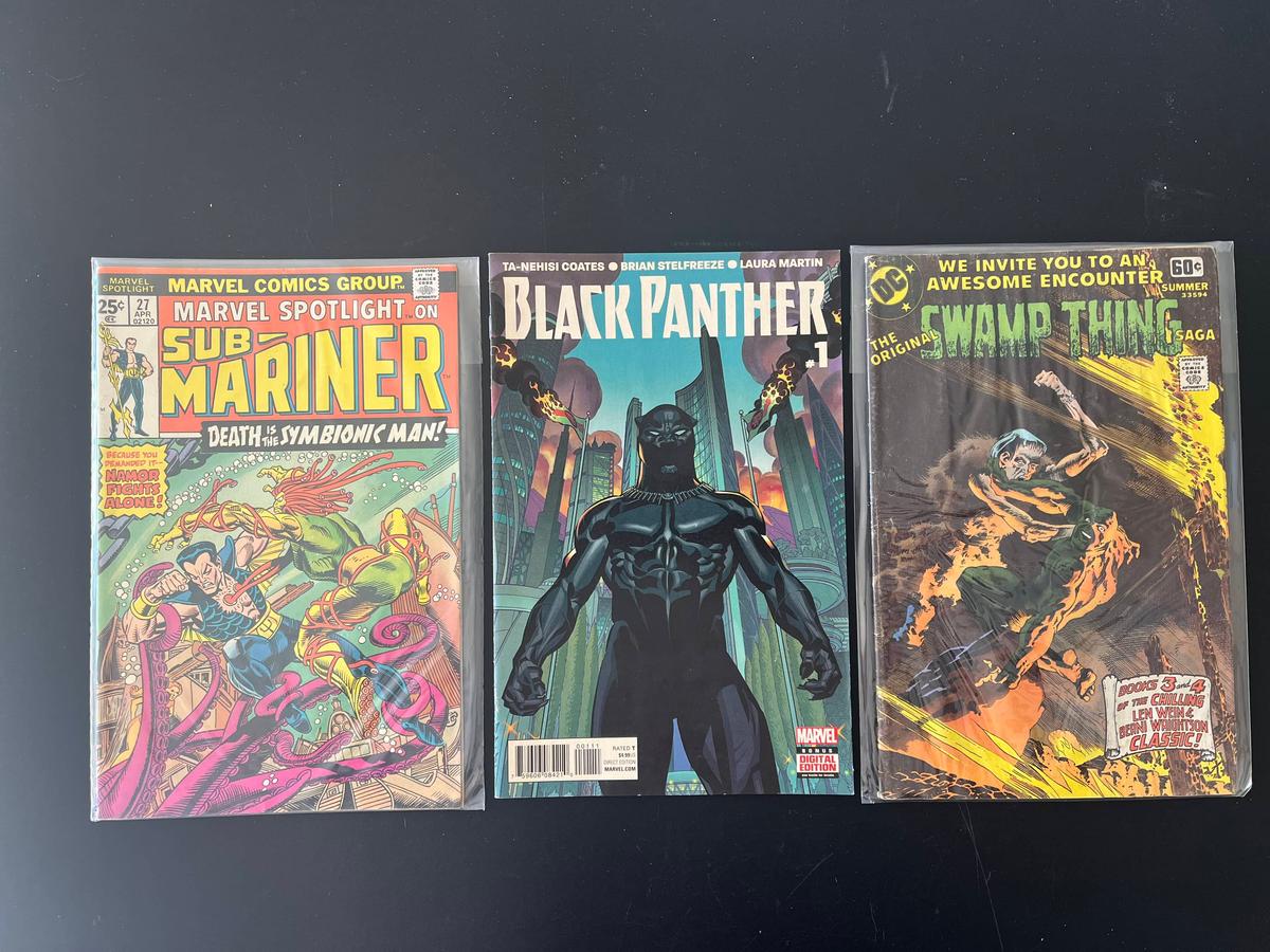 3 Issues Marvel Spotlight #27 Black Panther #1 & Swap Thing Books 3 & 4