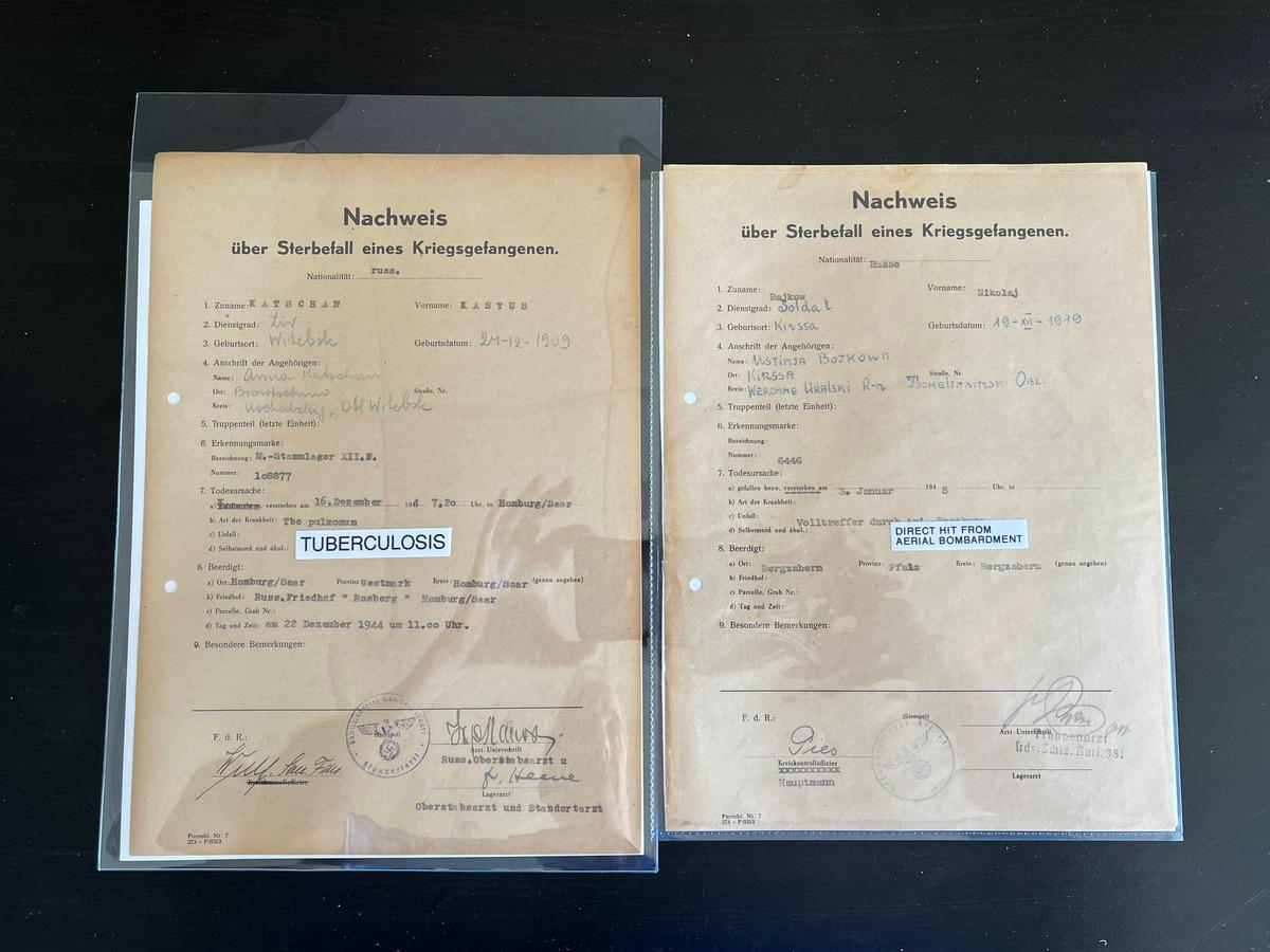 (2) WWII Russian POW Death Certificates