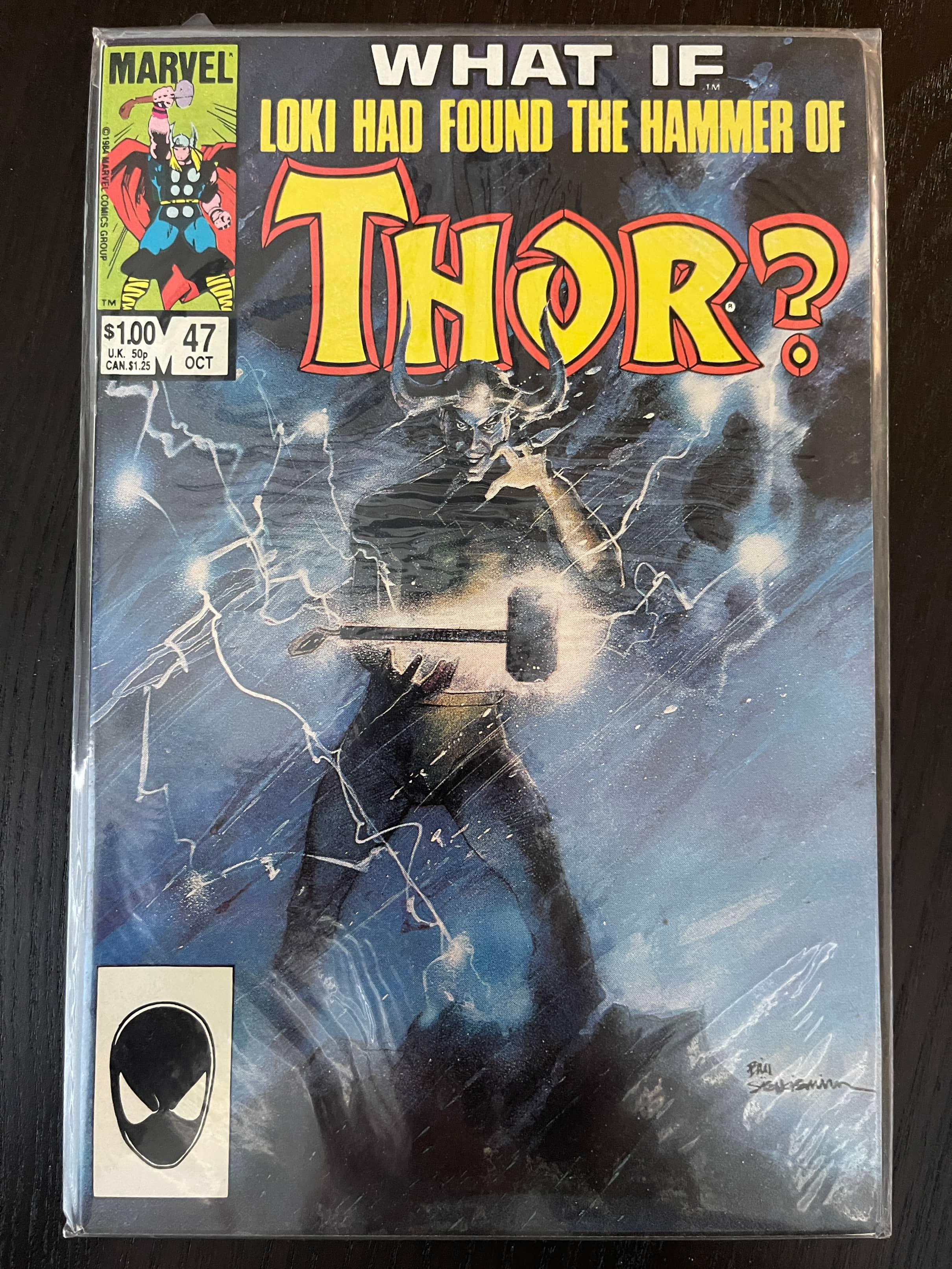 What if Loki Had Found the Hammer of Thor? Comic #47 Marvel Key Cover art by Bill Sienkiewicz