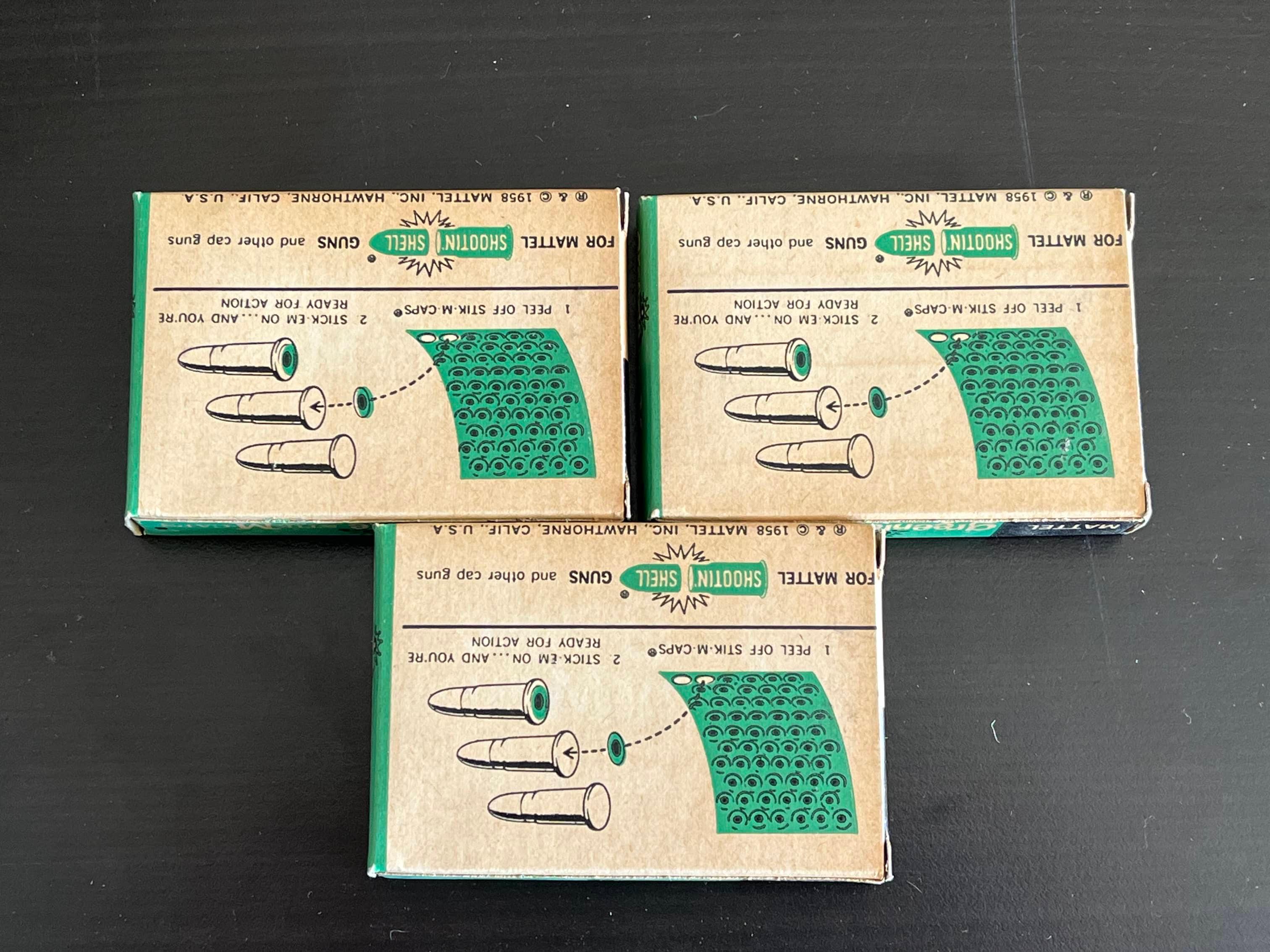 (3) Boxes of 1960's Mattel Stick-M Caps