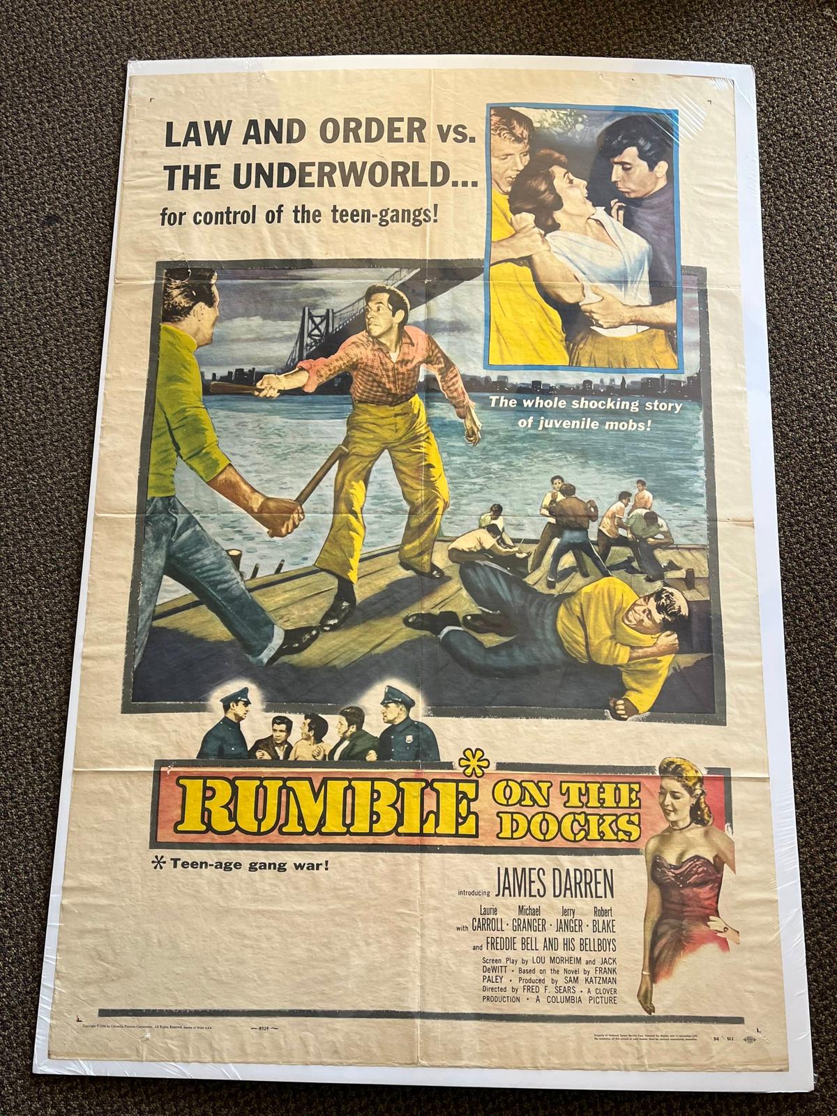 1956 "Rumble On the Docks" 1-Sheet Movie Poster