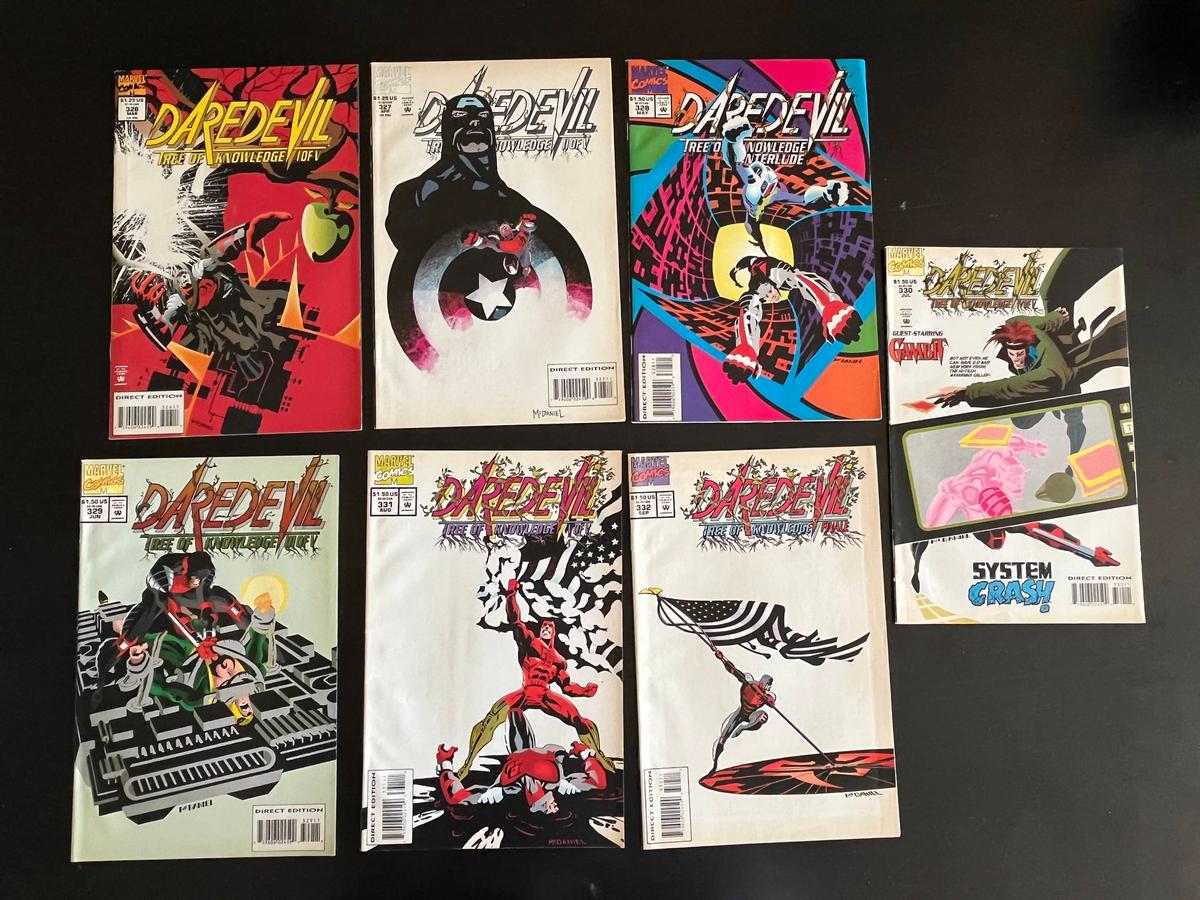 7 issues of Daredevil Comic #326-332 Complete Tree of Knowledge Storyline 1994 Elektra Black Widow