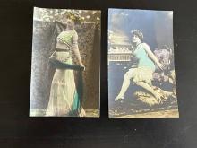 Group of (2) c.1900 Hand Tinted Risque Color Postcards