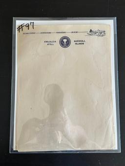 (2) Pieces Bikini Atoll-Atomic Bomb Test Stationery.