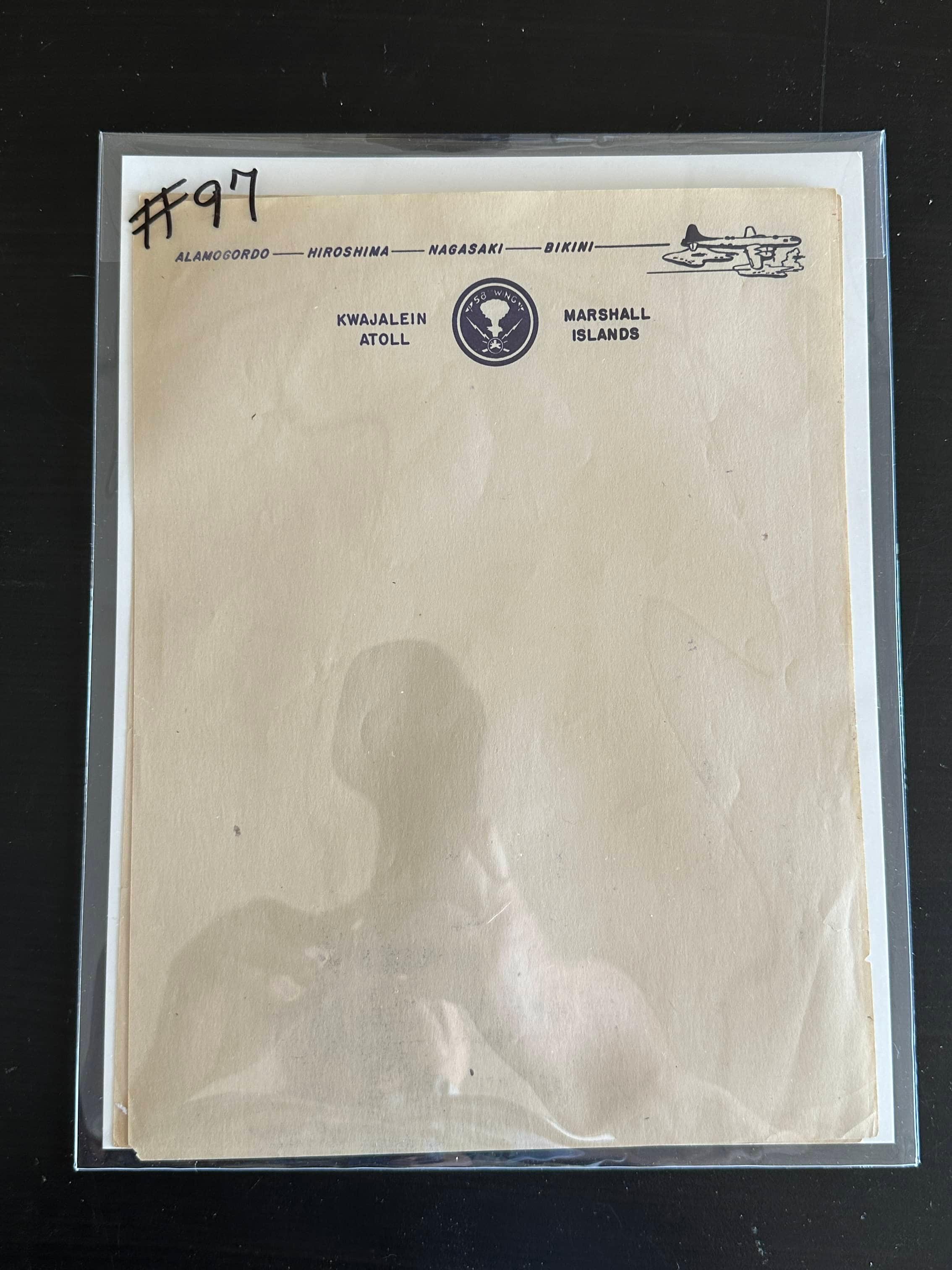 (2) Pieces Bikini Atoll-Atomic Bomb Test Stationery.