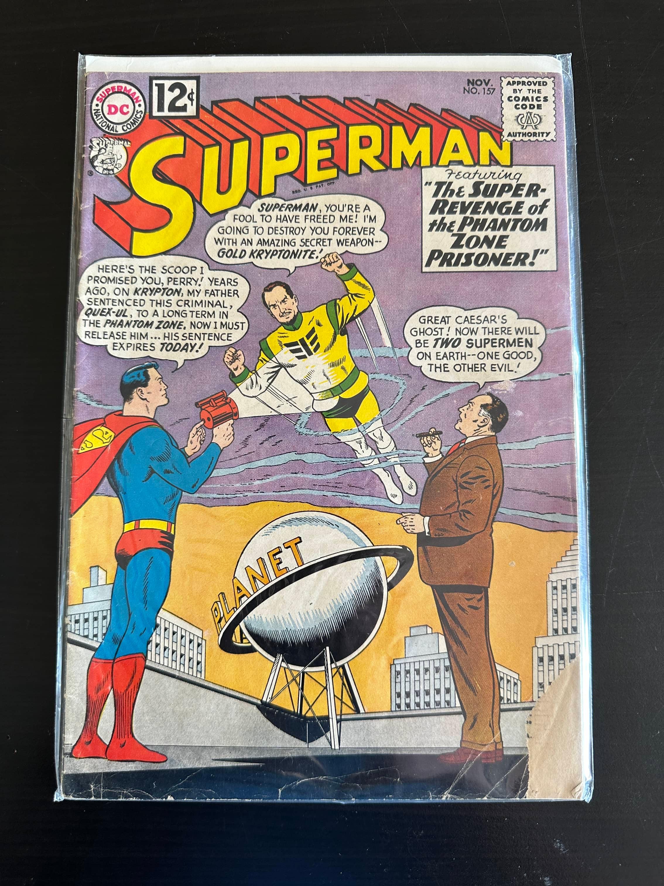 Superman DC Comics #157 Silver Age 1962 Key 1st appearance of Quex-UI, Kryptonian poacher.