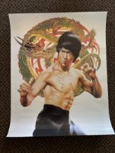 Bruce Lee Dragon Color Poster Reprint 16x20 Very Good Condition