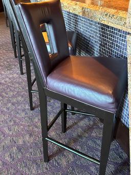 (8) Darkwood Barstools w/Leather Cushion Seats & Backs