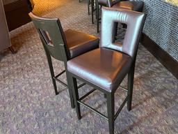 (8) Darkwood Barstools w/Leather Cushion Seats & Backs