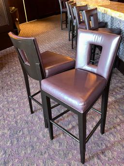 (8) Darkwood Barstools w/Leather Cushion Seats & Backs