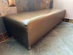 72"W x 25"D x 19" Gold Leather Bench