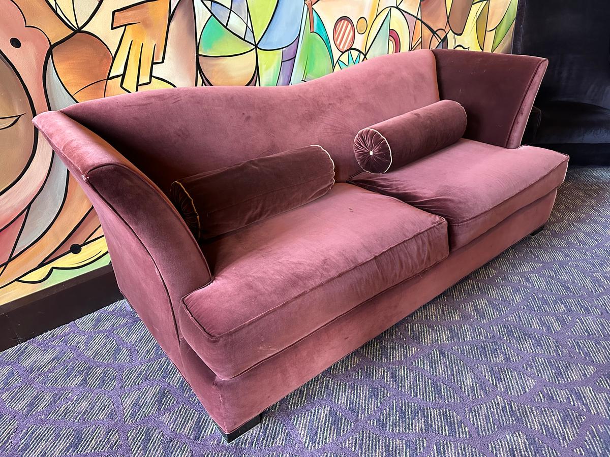 90.5"W x 40"D x 36"H Burgundy Fabric Sofa