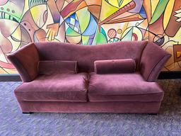 90.5"W x 40"D x 36"H Burgundy Fabric Sofa