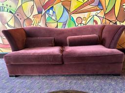 90.5"W x 40"D x 36"H Burgundy Fabric Sofa