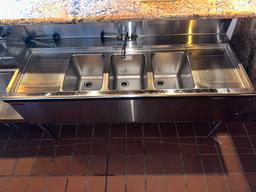 SupremeMetal Prestige 60"W x 24"D x 36"H 3comp. Stainless Steel Bar Sink w/(2) MDB's