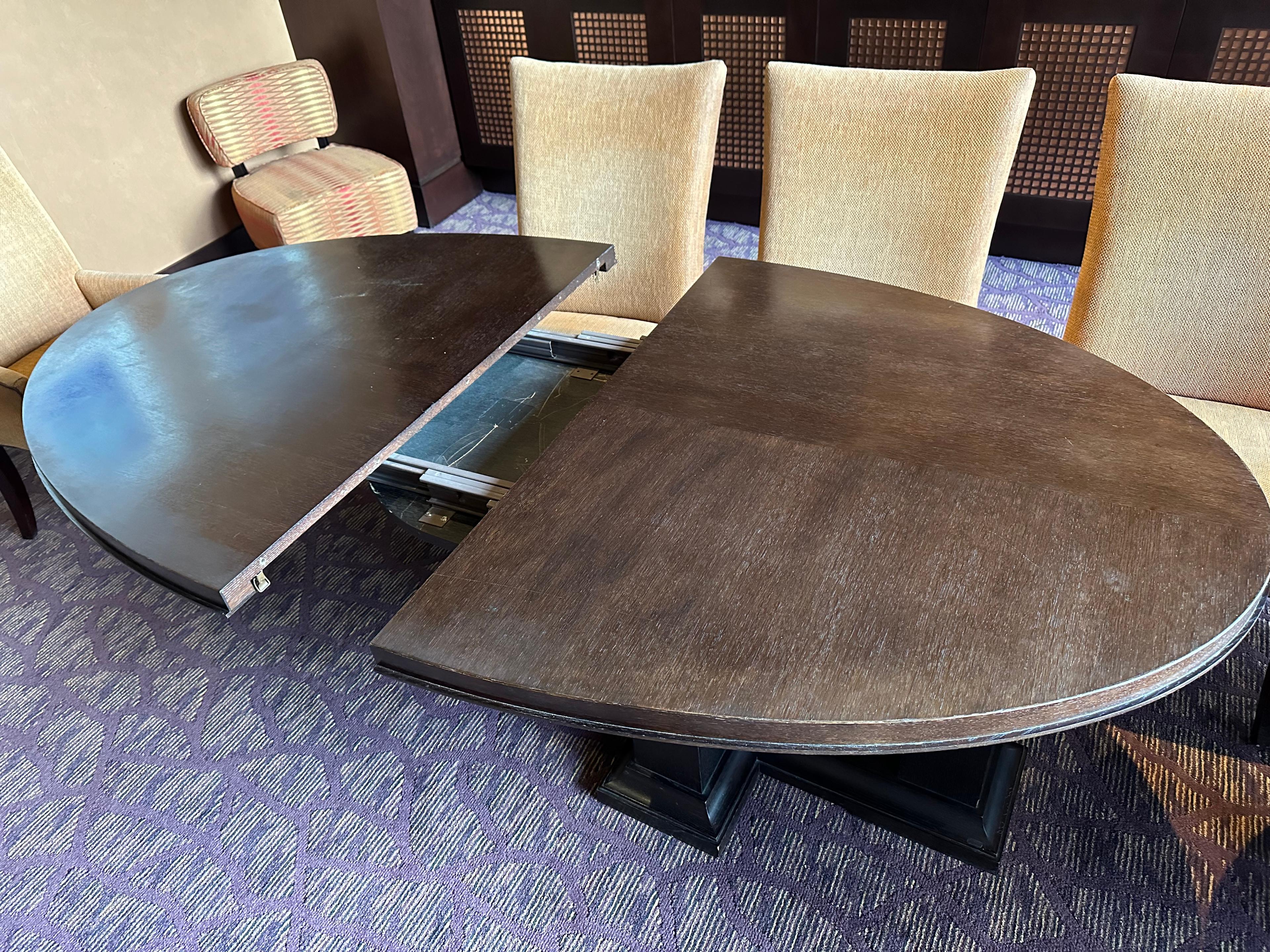 83.5"L x 49.5"W x 30.5"H Extendable Darkwood Table w/Leaf