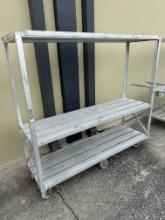 Heavy Duty Welded Aluminum 3 Shelf Mobile Rack 78.5"L 78.5"L x 23.5"D x 72"H 7" Handle (6) Casters