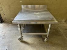 All Stainless Steel Equipment Stand 4" Back Splash on Casters 32"W x 36"D x 24"H