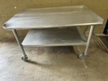 Eagle Stainless Steel Equipment Stand 1" Sides & Rear Splash on Casters 48.5"W x 30"D x 30.5"H
