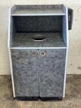 27.75”W x 26”D x 50”H 2 Door Trash Receptacle w/Overshelf