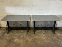 47.5” x 31.75” x 29.5”H 4 Person Dining Tables w/(2) Single Black Metal Bases