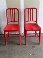 Emeco 111 Navy Chairs Red Plastic