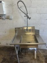 36”W Leftside Stainless Steel Drain Table w/1comp. Sink w/Sprayer 36”W x 30”D