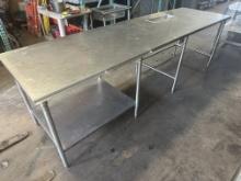120”W x 34”D All Stainless Steel Work Table w/Undershelf & Open Base