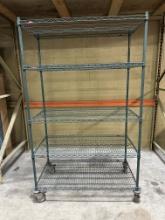 Metro 48" x 24" x 80" 5 Shelf Green Epoxy Coated Wire Shelving Unit on Casters