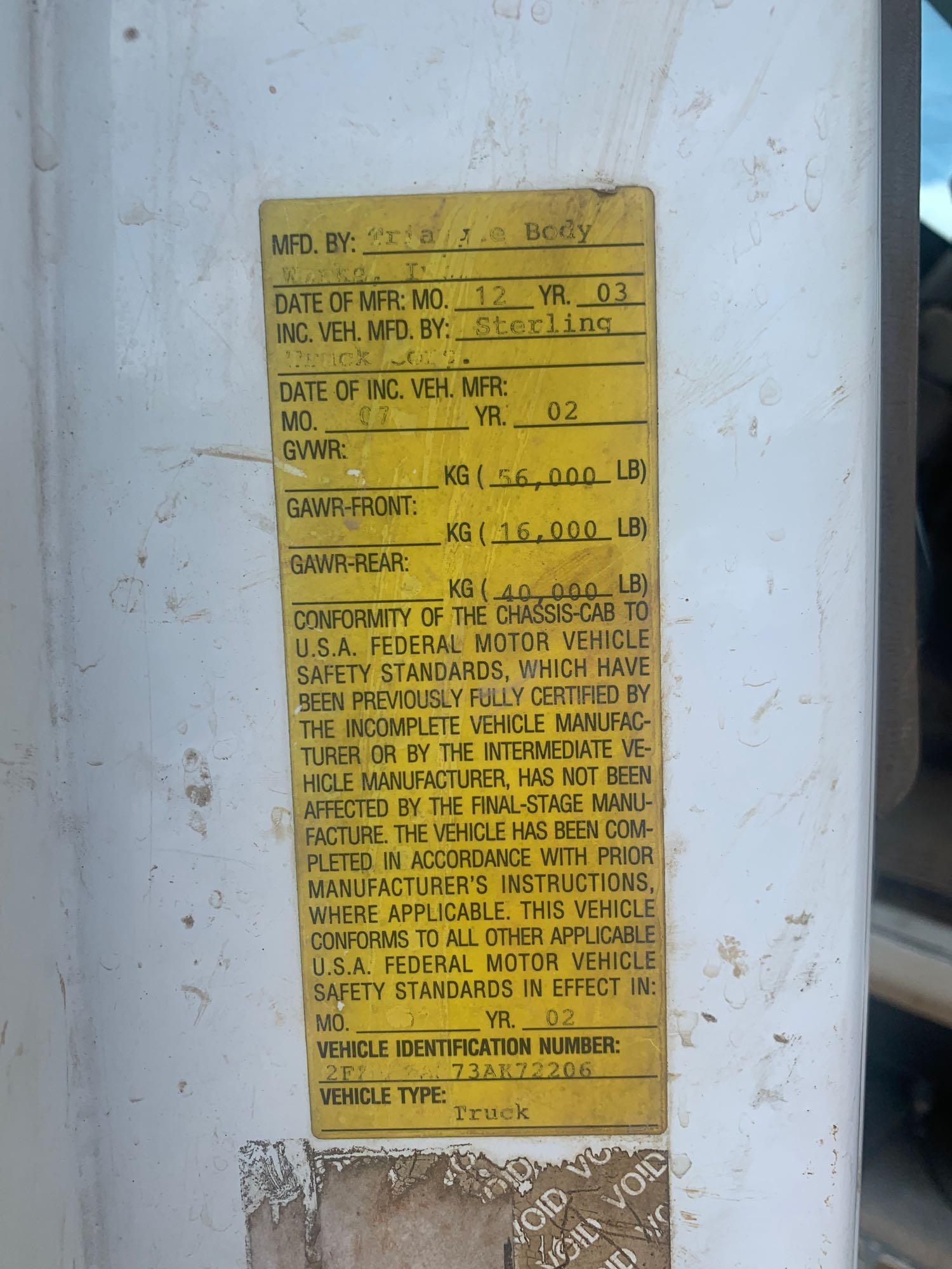 2003 Sterling L9500 T/A Mud Mixer Truck