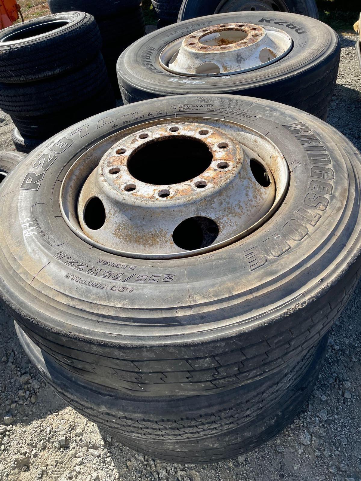 Quantity of 6 Bridgestone 295/75R22.5 Rim/Tires