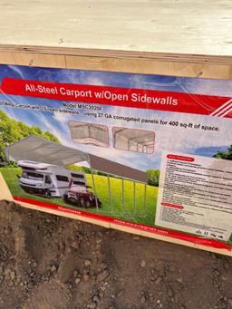 HURRICANE 20FT x 20FT ALL-STEEL CARPORT W/OPEN SIDEWALLS