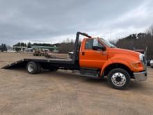 2012 FORD F-650 SUPER DUTY HYDRAULIC TAIL FLATBED TRUCK WITH WINCH