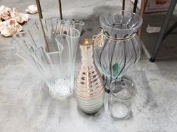 Assortment of Four Glass Planter Vases, Three Large Indoor/Outdoor