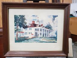 Two Framed Prints, Edward Brewer Cream of Wheat ad, 1924 and Watercolor of Mount Vernon, 1937