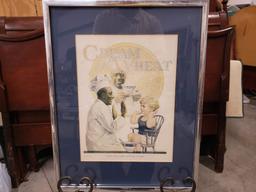 Two Framed Prints, Edward Brewer Cream of Wheat ad, 1924 and Watercolor of Mount Vernon, 1937