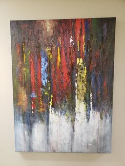Large Modernist Oil Painting, likely machine-made, unsigned, Canvas on Frame, 47" x 35.5"