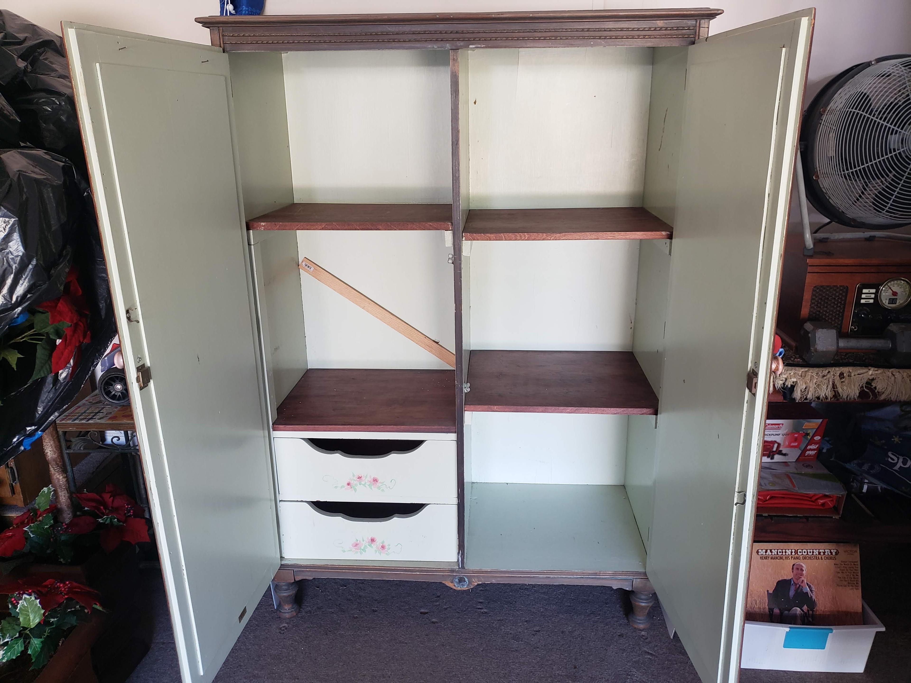 Antique Armoire, Light Oak, Built in Rome, GA in late 1800s, Was Painted at one time