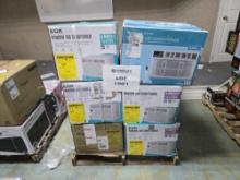 Mixed Pallet Lot of 7 Untested Window Air Conditioners, 1 Sharp Microwave