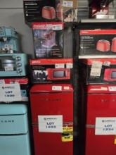 Galanz Mini Kitchen Hot Rod Red Set: Toaster & Coffee Pot, Espresso Maker, Microwave and Fridge