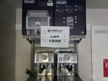 Lot of 4 DeLonghi Espresso & Cappuccino Makers, Stainless Steel, 2 in box, 2 store display
