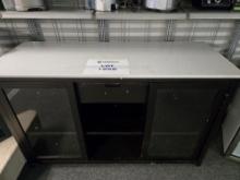 Wine Bar/Kitchen Sideboard White Marble Top/Dark Wood 63"Wx39"Hx24"D
